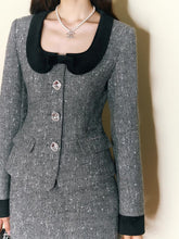 Waist top straight shoulder high waist skirt suit